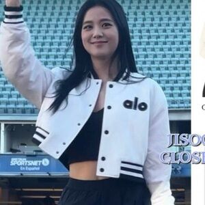 Alo cropped GOAT jacket in white